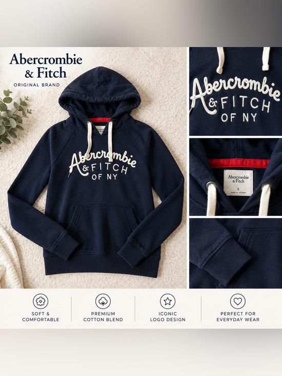 Abercrombie & Fitch Tops - Abercrombie & Fitch Navy Hooded Pullover Sweatshirt XS like new